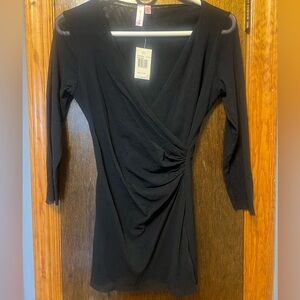 NWT Sweet Pea Black Mesh Top Long Sleeve size L